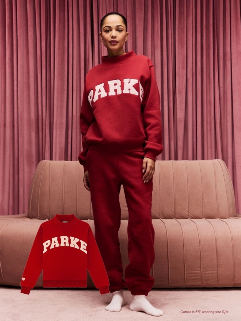 Parke Varsity Mockneck Crimson + Peony L/XL Sweatshirt Brand New